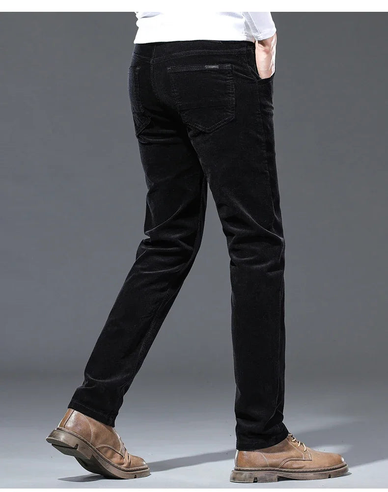 Winter Men's Fleece Corduroy Pants Warm Classic Casual Business Plush Thickened Business Trousers Male Brand Clothing
