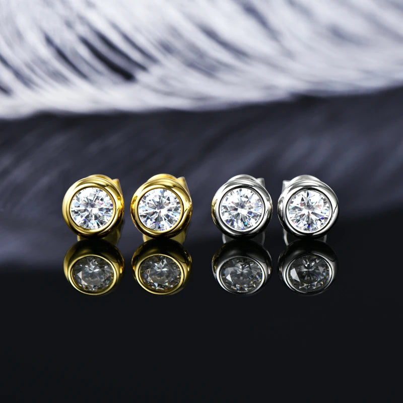 Real 3ctw. D Color Moissanite Jewelry Set 925 Silver 18k Gold Plated Pendant Necklace Stud Earrings Set for Women Men Gift