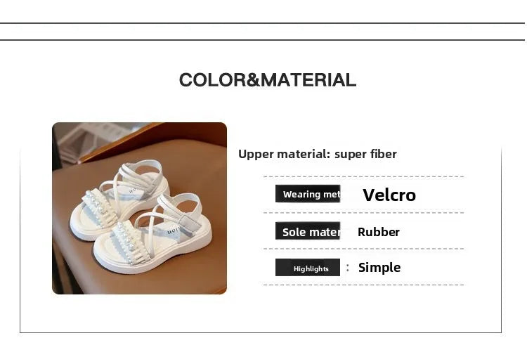 Girls' sandals 2026 Summer new little girl fashion Big Children's Beach Shoes Children's sandals Pearl Princess shoes for kids