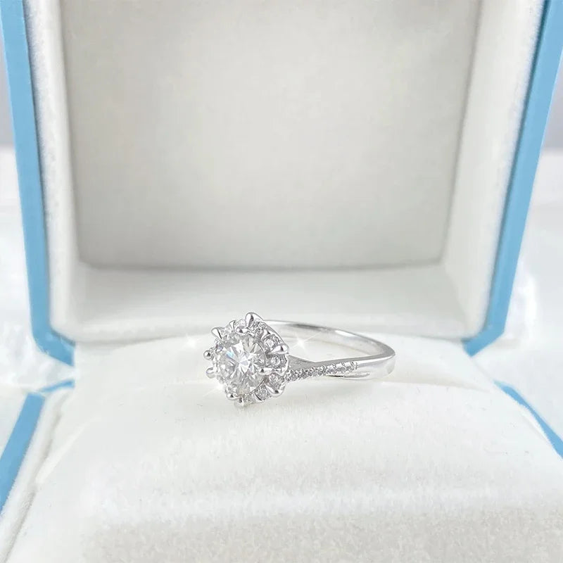 0.5/1CT Moissanite Diamond Rings Wedding Band for Women 925 Sterling Silver Plated 18k White Gold Promise Ring Certified