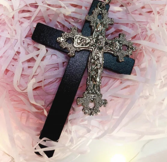 Gothic Big Zircon Cross Necklace Unisex Y2K Irregular Goth Large Cross Pendant Necklaces  for Men Women Couple Necklace Jewelry