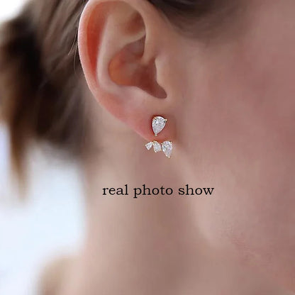 18k Plated Pear Cut 100% All Moissanite Stud Earrings for Women Girls Water Drop Luxury Ear Jewelry 925 Sterling Silver