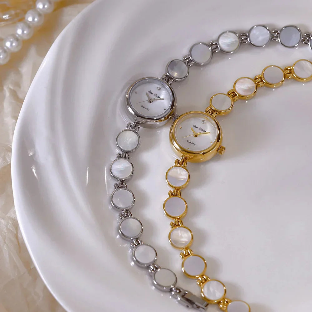 Luxury Ladies Watches Gold Small Dial Natural Shell Bracelet Clock Gifts For Women Lady Fashion Dress Quartz Wristwatch