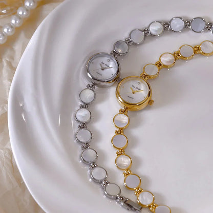 Luxury Ladies Watches Gold Small Dial Natural Shell Bracelet Clock Gifts For Women Lady Fashion Dress Quartz Wristwatch