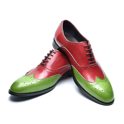 Luxury Men's Wedding Oxford Dress Shoes Genuine Cow Leather Lace-up Wingtip Brogue Office Business Social Formal Shoes for Man