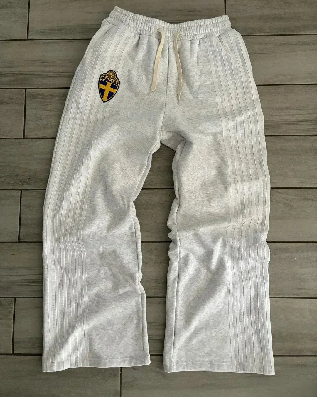 Y2K Zip Hooded Sweatpants Set Men Two Piece Hip Hop Embroidered Vintage Stripe Oversized Hooded Sweatshirt Casual Pants Set