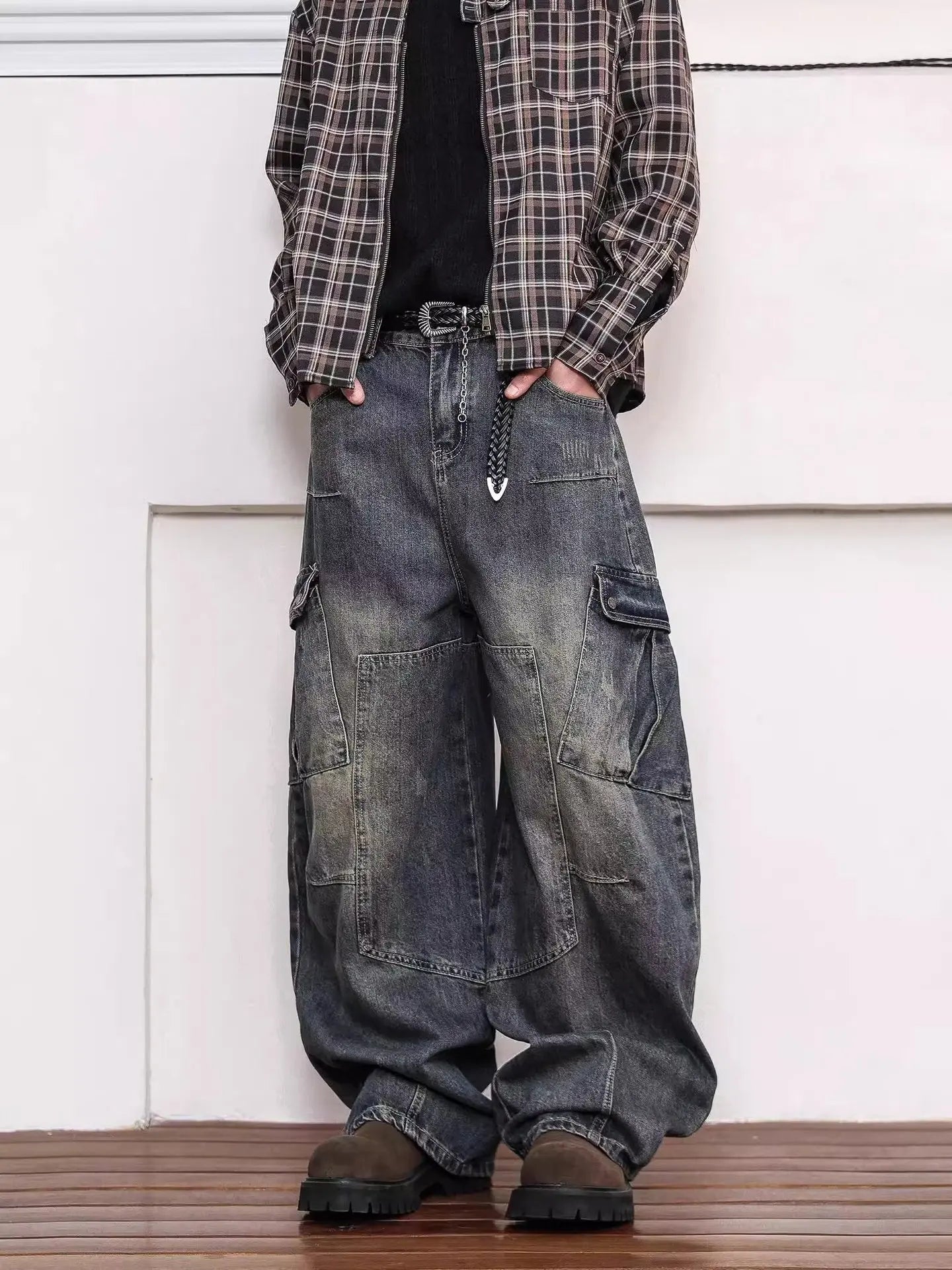 Baggy Barrel Jeans Wide Leg Cargo Jeans Loose Denim For Men And Women