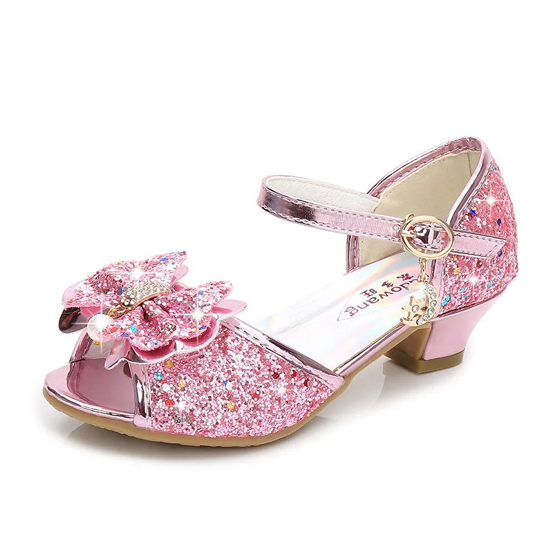 Girls High Heels For Kids Princess Leather Sandals Children Halloween Cosplay Party Wedding Dancing Shoes Fashion Crystal Shoes