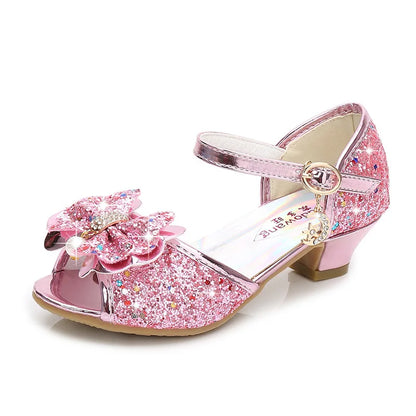 Girls High Heels For Kids Princess Leather Sandals Children Halloween Cosplay Party Wedding Dancing Shoes Fashion Crystal Shoes