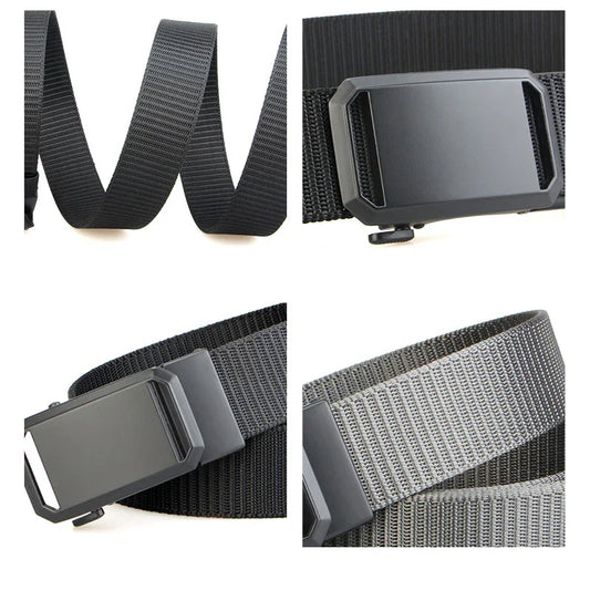 Tactical Belt For Men Canvas Automatic Buckle Belt Man Durable Casual Outdoor Hunting Adventures Training Pants Waist Belt Golf
