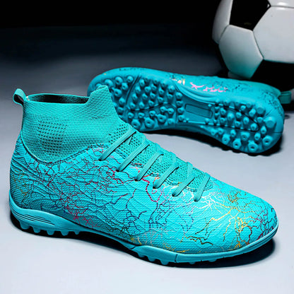 Professional High-Top Soccer Shoes for Men, Tf, Broken Nails (Referring to Cleats), Short Nails (Referring to Studs), Artificial Turf Training, Breathable, Anti-Slip