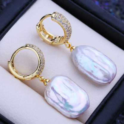 Natural Freshwater 12-16mm Big Baroque Pearl Drop Earrings 925 Sterling Silver Bridal Jewelry Gifts or Women Wholesale