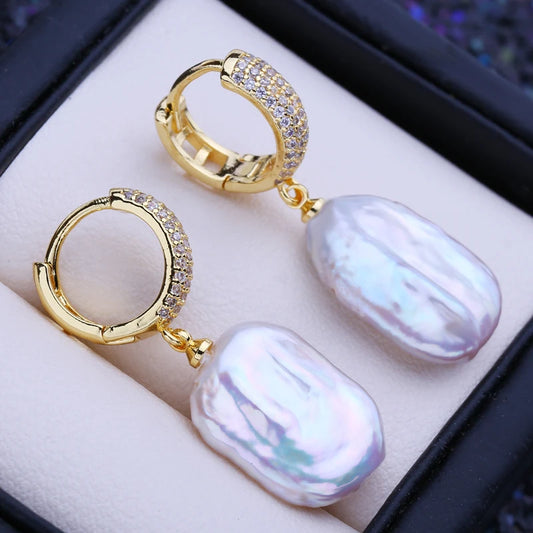 Natural Freshwater 12-16mm Big Baroque Pearl Drop Earrings 925 Sterling Silver Bridal Jewelry Gifts or Women Wholesale