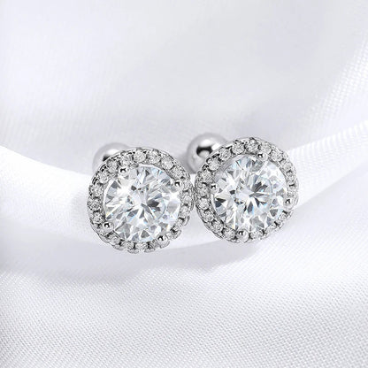 0.5-1CT Black Moissanite Studs Earring for Women Classic Wedding Jewelry 925 Sterling Silver Screw Ear Stud Birthday Gift