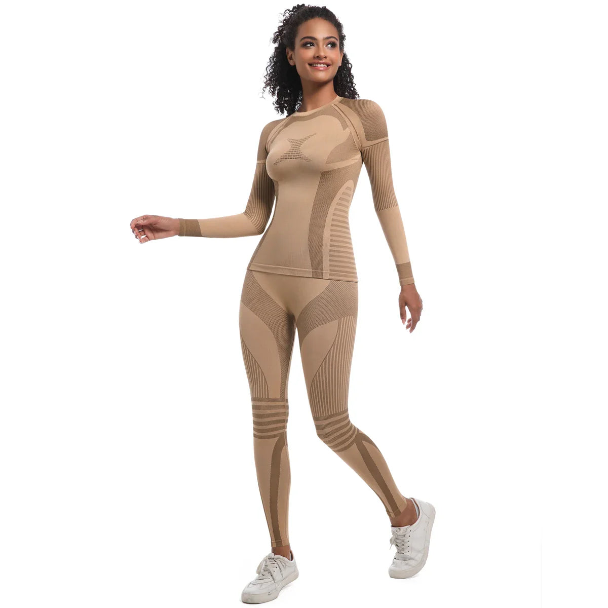 Women Skiwear Set Yoga Set Skiing Underwear Fitness Workout Thermal Gym Ski Snowboarding Running Yoga Exercise Suit Long Johns