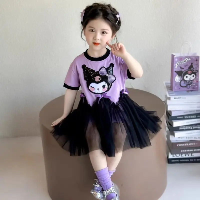 Princess Style Short Sleeve Dress for Girls Baby Mesh Skirt Summer New Arrival Children's Clothing Casual Daily Skirt