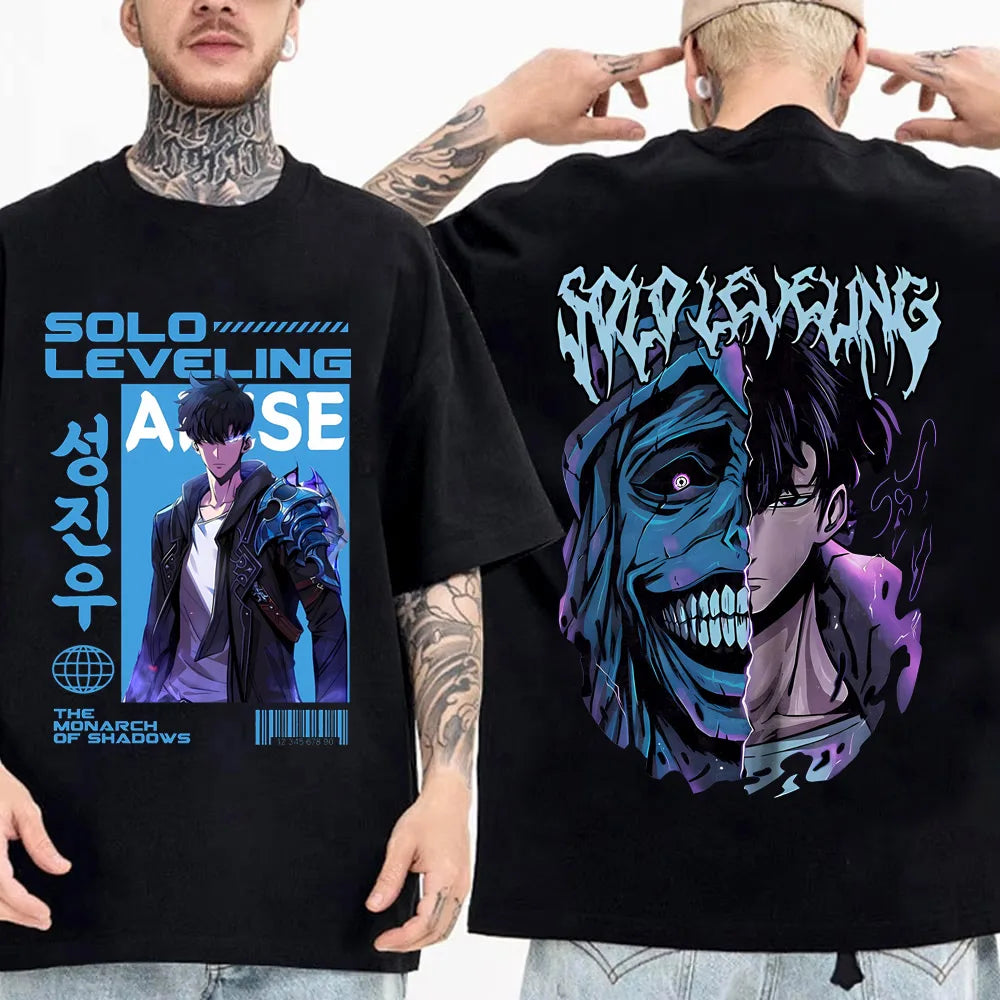 Men's Song Jinyu Cartoon Pattern T-shirt Harajuku Short Sleeved High-quality Cotton T-shirt Japanese Anime Solo Flat T-shirt