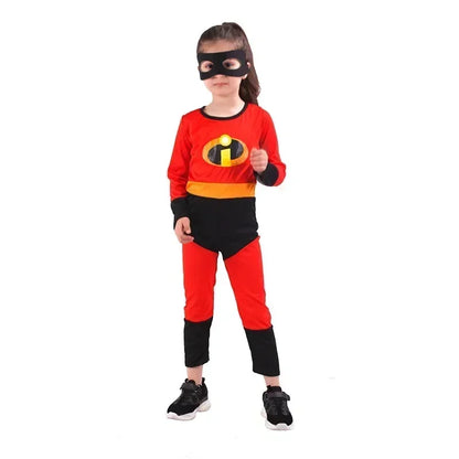 Anime Girl Mr Incredible 2 Cosplay Costume Gilr Halloween Costumes Boy Superhero Fancy Dress Up Red Jumpsuit with Mask