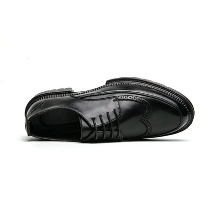 New Brock engraved casual leather shoes for men genuine leather business formal wear British thick-soled height-increasing style