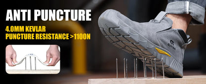 Steel Toe Safety Shoes for Men Women Slip Resistant Work Shoes Sneaker Outdoor Protective Work Shoes Outdoor Security Boots Men