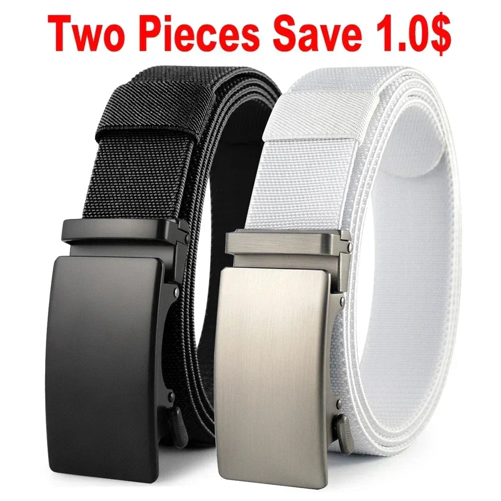 Men Belt Elastic Metal Automatic Buckle Army Outdoor Hunting Tactical Jeans Pants Belt Nylon Breathable Belts 150 Big Size Belts