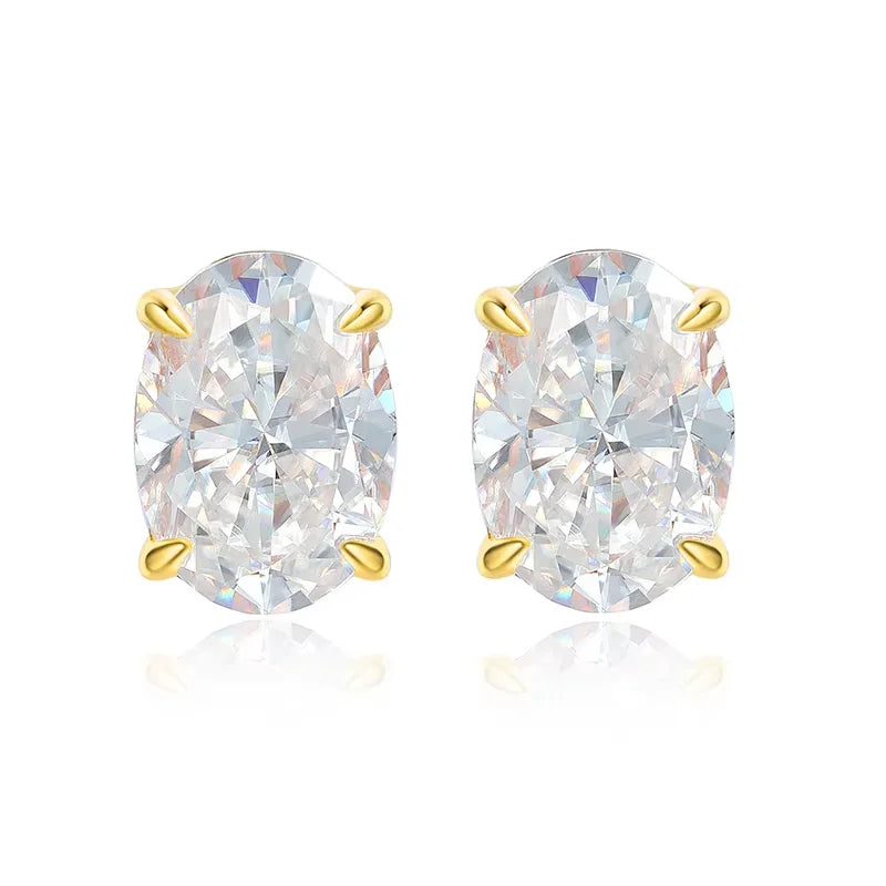 Rose Gold 1-4CT Oval Cut Moissanite Stud Earrings for Women Girls Jewelry Lab Diamond Classic Earring Pure S925 Silver