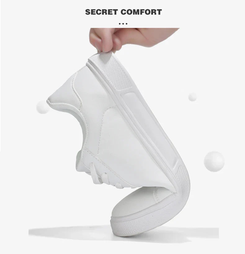Business Casual Men's Shoes Soft Women Shoes Comfortable Casual PU Leather Shoes for Men Autumn Solid White Men Sneakers