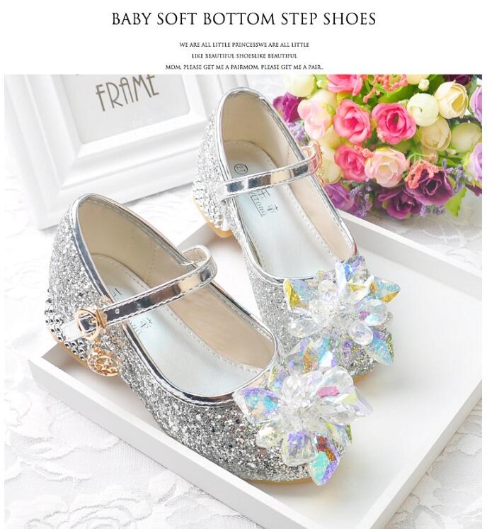 Flower Children's Shoes Beach Princess Girl Shoes For Kids Glitter Wedding Party Shoes Infantil Chaussure Enfant
