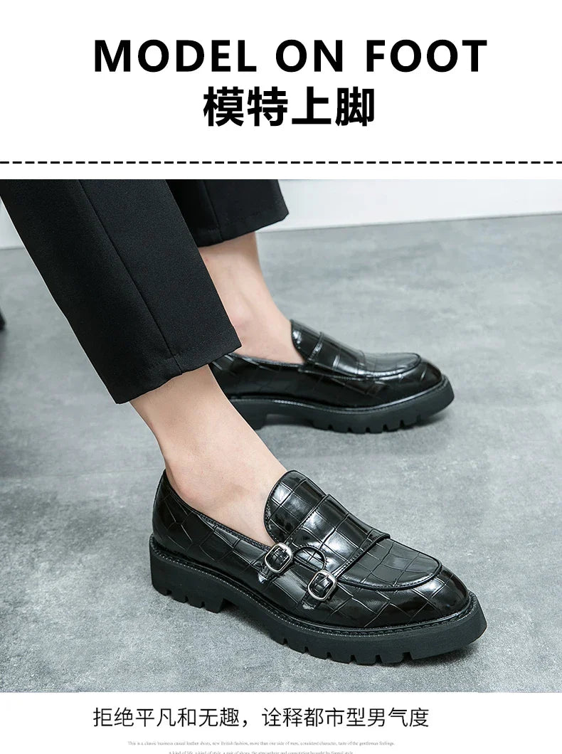 Classic Men's Dress Shoes Slip On Leather Loafers Men Platform Social Shoes For Men Fashion Casual Business Formal Shoes Male