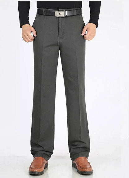 Winter Men's Thicken Fleece Casual Pants Stretch Loose Straight Warm Business Trousers Velvet Fashion Leisure Office Suit Pants