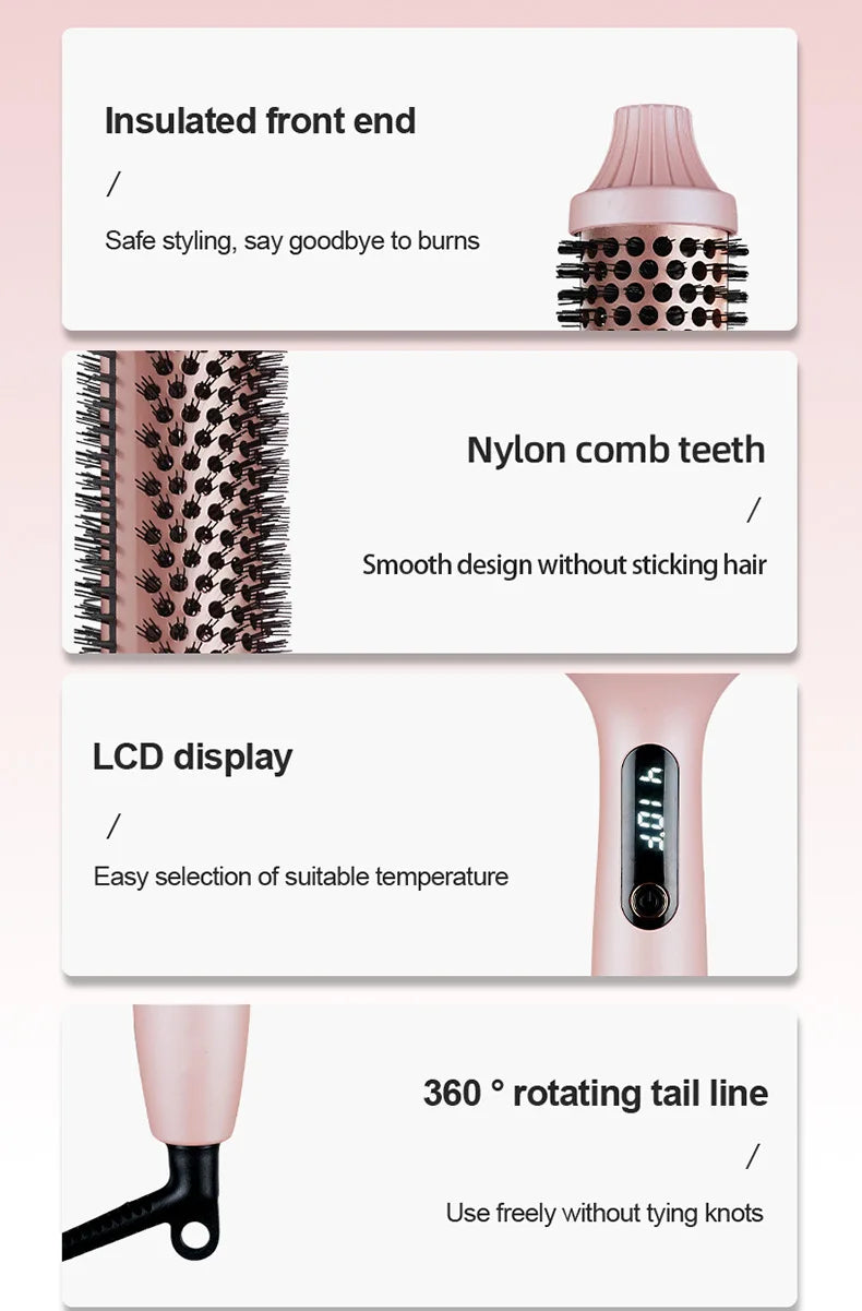2-in-1 Fluffy Hair Straightening Comb Curling Iron for Inner Buckle & Bangs Styling Versatile Hair Straightener And Curler