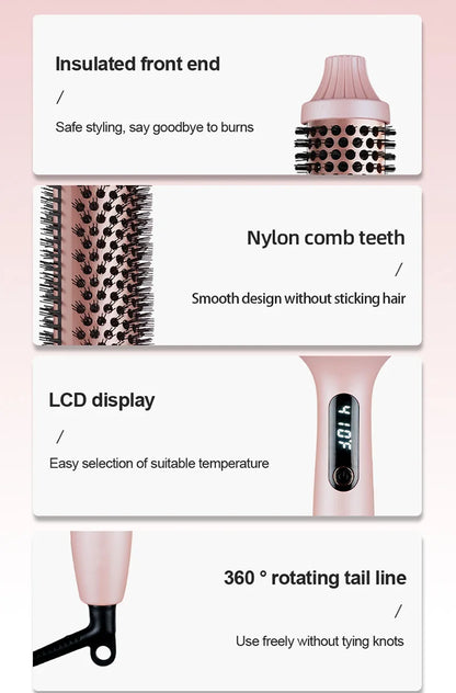 2-in-1 Fluffy Hair Straightening Comb Curling Iron for Inner Buckle & Bangs Styling Versatile Hair Straightener And Curler