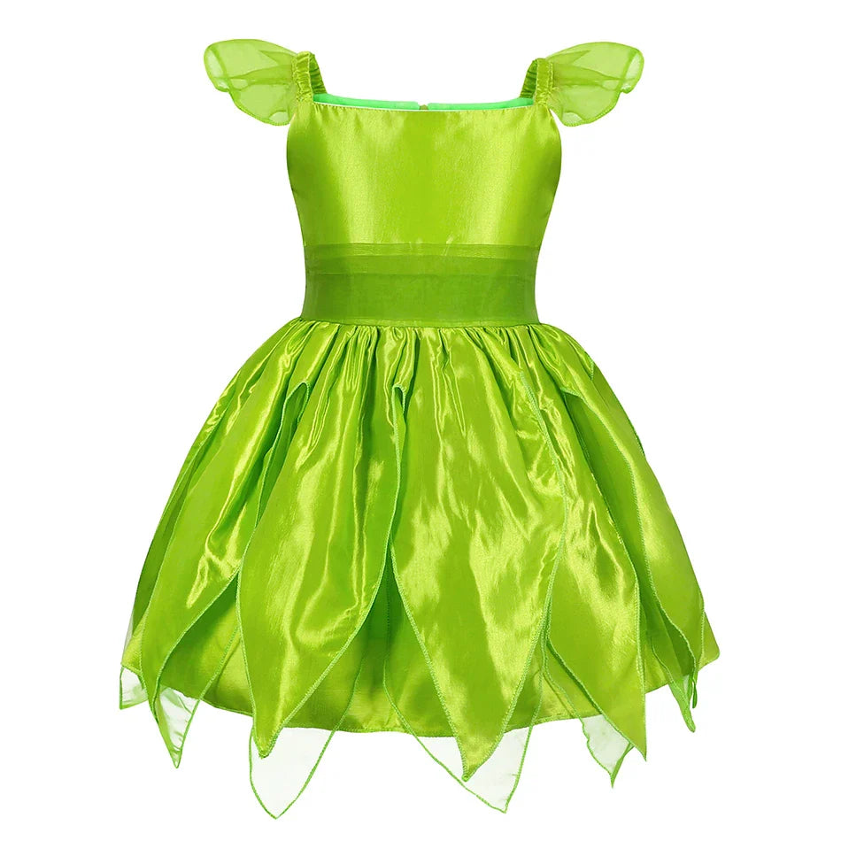Girls Flower Fairy Dress Up Kids Princess Dress With Wings Halloween Princess Costume Elves Party Tinkerbell Tinker Bell Dress
