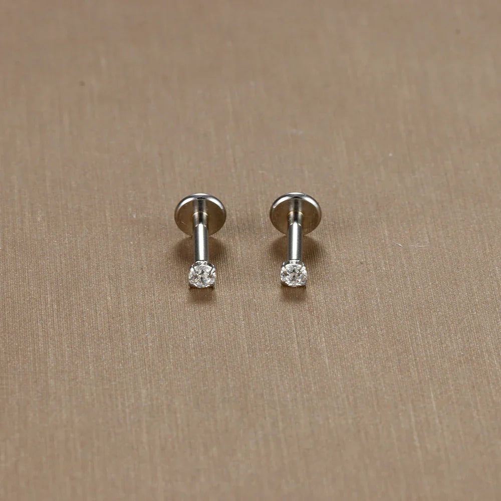 2PC Labret Tragus Stud Earrings 16G Surgical Stainless Steel CZ Crystal  Monroe Helix Cartialge Conch Medusa Lip Body Piercing