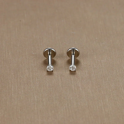 2PC Labret Tragus Stud Earrings 16G Surgical Stainless Steel CZ Crystal  Monroe Helix Cartialge Conch Medusa Lip Body Piercing