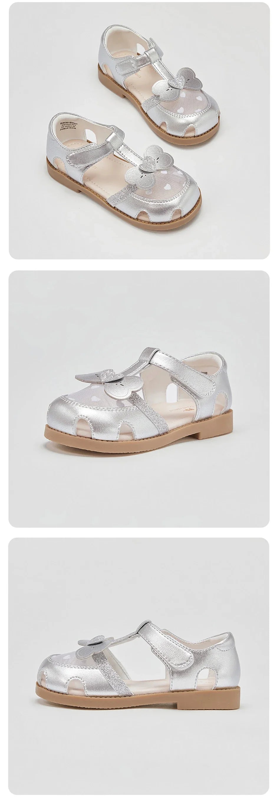 Girls Silvery Sandals Summer Children Shoes Mesh Fashion Princess Cool Breathable Sweet Party Casual Sandal DB2261255