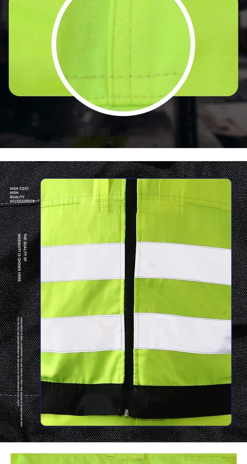 Men's Workwear Suit Work Suit Fluorescent Yellow Work Jacket and Pants Set with Multi Pockets Work Wear