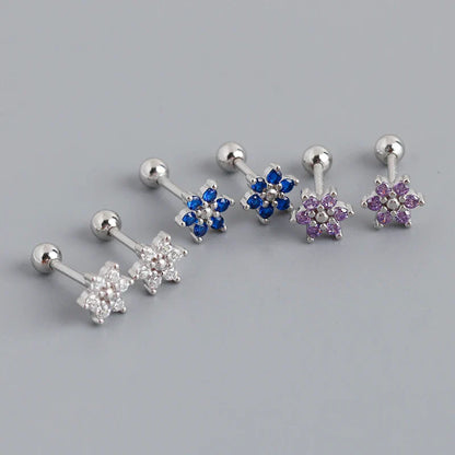925 Sterling Silver Fashion Korean Petal Screw Bead Stud Earrings for Women Charm Ear Bone Piercing Jewelry Accessories