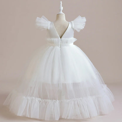 Summer Baptism Bridesmaids Girls Party Dresses Elegant Tulle Wedding Birthday Princess Prom Dress Girl First Communion Vestidos