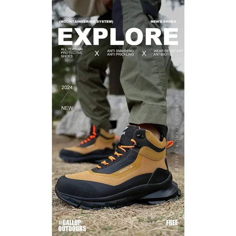 Anti Splash Water Safety Shoes Men Wear Resistant Work Boots Steel Toe Shoes Puncture-Proof Protective Shoes Security Sneakers