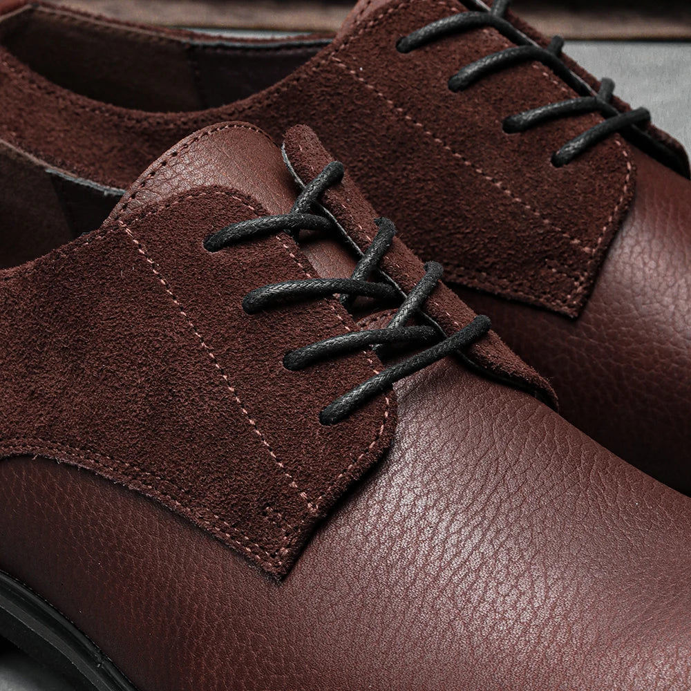 Genuine Leather Men Derby Shoes Ultralight Comfortable fashion Men Casual shoes Black Men Leather Shoes #KD6675