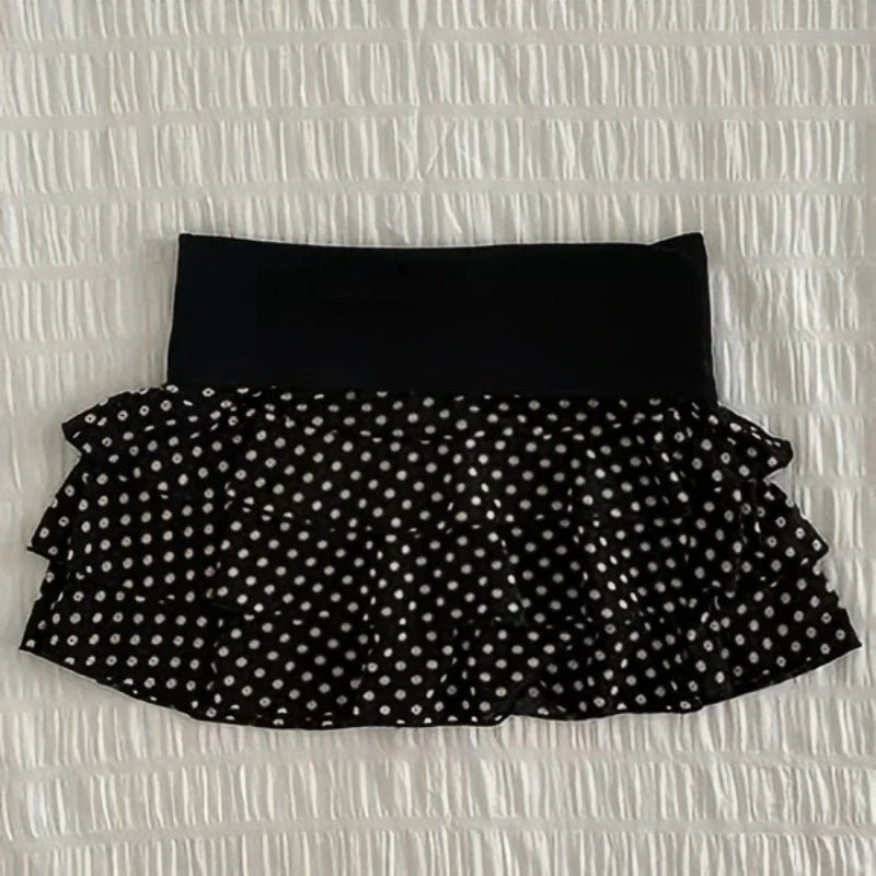 Summer Polka Dot Cake Shorts for Women Elastic Waist Bow Patch Slim Fit Casual Fashion Pants