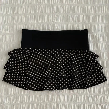 Summer Polka Dot Cake Shorts for Women Elastic Waist Bow Patch Slim Fit Casual Fashion Pants