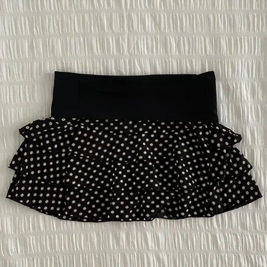 Summer Polka Dot Cake Shorts for Women Elastic Waist Bow Patch Slim Fit Casual Fashion Pants
