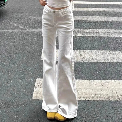 Women Classic Thin Straight Leg Denim Trousers