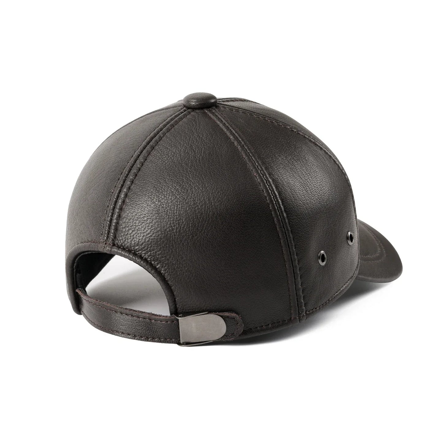 Genuine Leather Unisex Baseball Cap 100% Leather Winter Structured Flat Adjustable Back Strap Hat