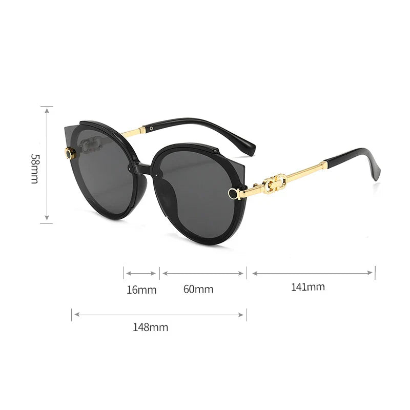 Women Round Sunglasses Brand Designer Cat Eye Sun Glasses Men Vintage