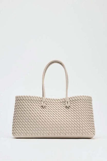 ELONGATED WOVEN SHOPPER BAG Fashionable Top Handle Tote Bag, Women's Shoulder Handbags Luxury Design for Everyday Style