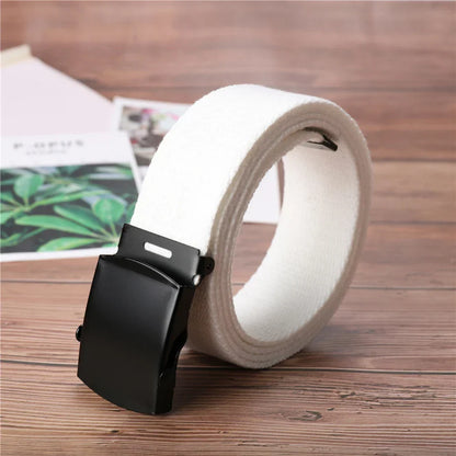 New Unisex Automatic Buckle Fashion Nylon Belt Classic Popular Casual Light Practical Woven Smooth Women Men Canvas Belt 3.8cm