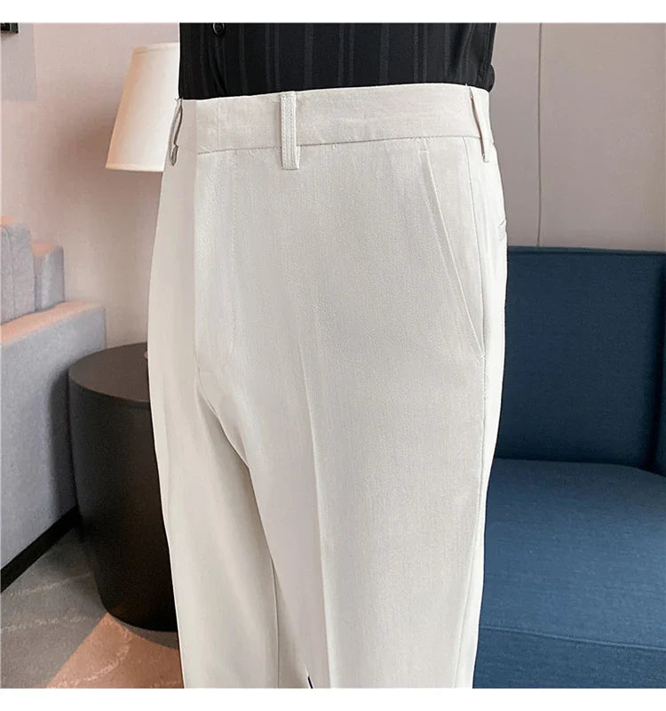 Men Solid Boutique Suits Pants Male Formal Wear Wedding Dress Trousers Quality Men British Style Business Casual Suit Pants 36
